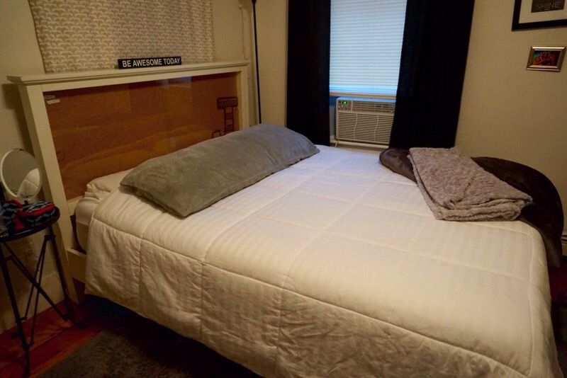 PBTeen Queen Bed Frame/Shadow Box Headboard