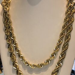 14K 10mm&12mm 26in Solid Gold Diamond Cut Rope Chain . Brand New