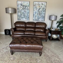 🔥 Robb & Stucky Leather Loveseat + Ottoman – Designer Quality!