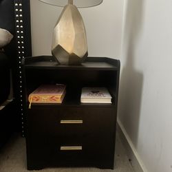 2 Sets Beautiful Black & Gold Bedside Table with LED Lights ✨🖤💛
