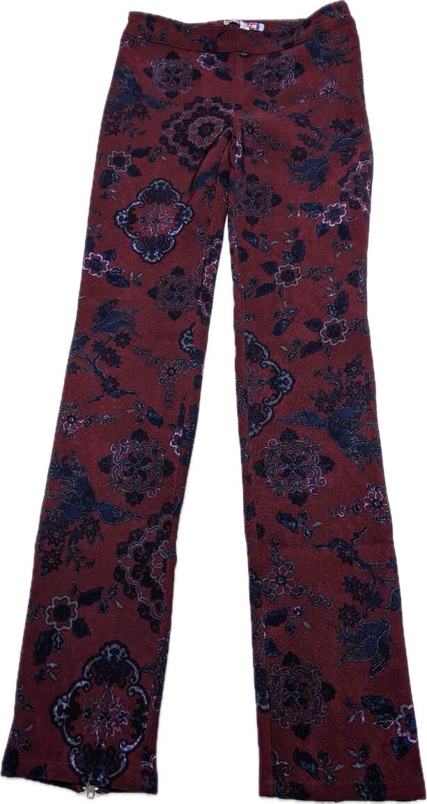 Urban Outfitters UO Nyz Zip-Hem Pants Size S Burgundy Brocade