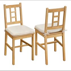 Wooden Dining Chairs, Set of 2, Kitchen and Dining Room Chairs, Removable Cushion, Curved Back, Each