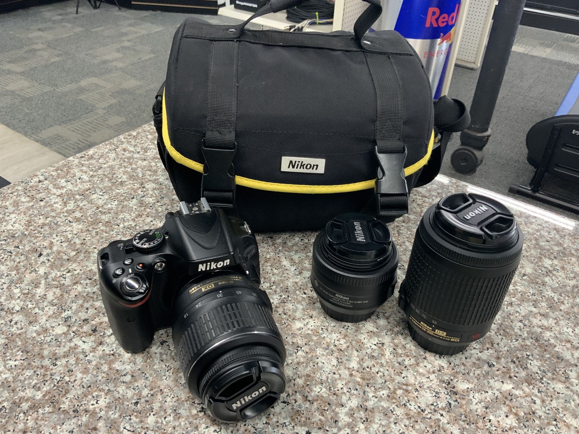 Nikon D5100 Camera With 3 Lenses And Carry Case