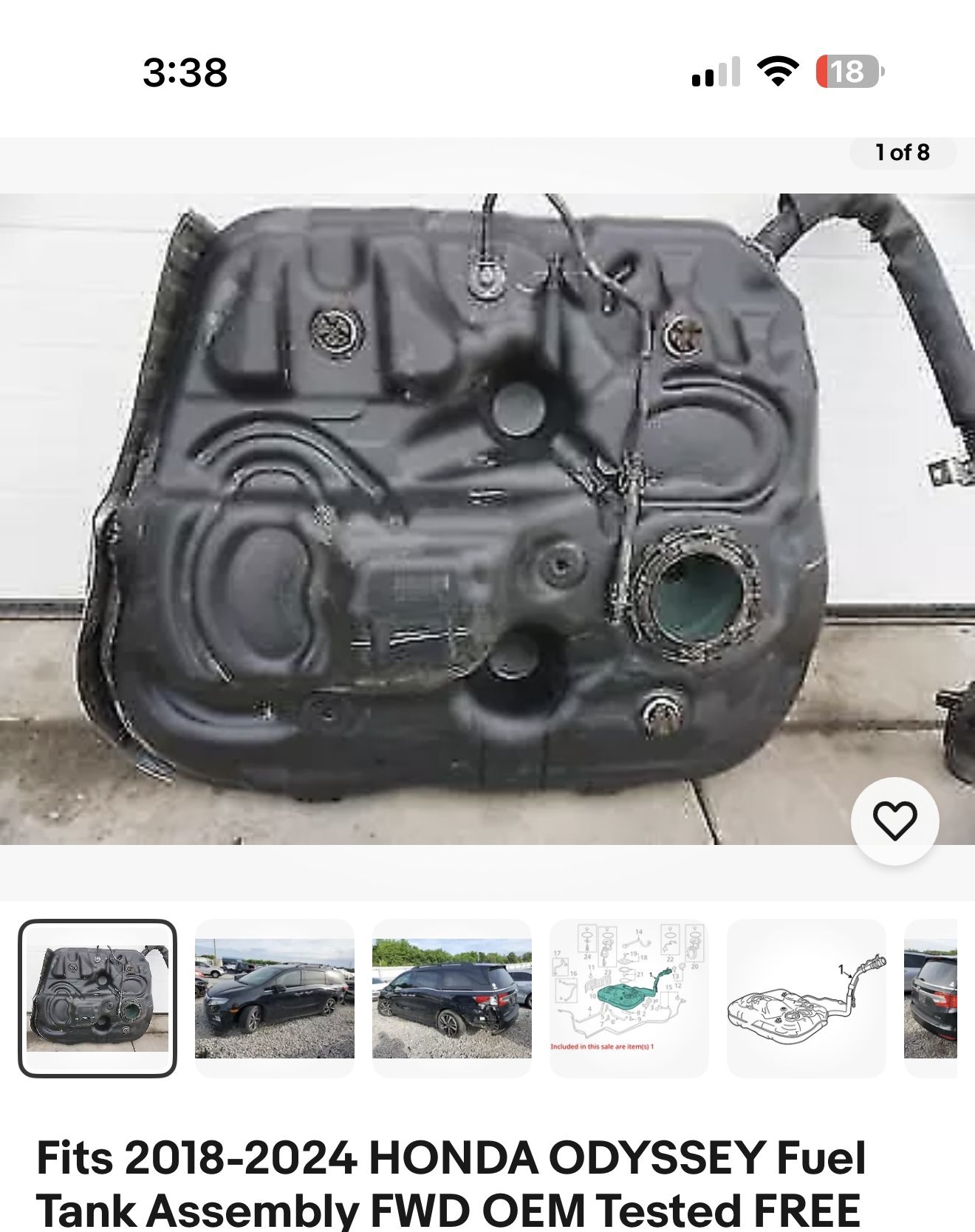 2018 to 2024 Honda Odyssey gas tank OEM