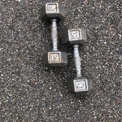 2-15lbs Cast Iron Dumbbells 