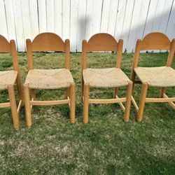 4 Italian Style Rush Seat Dining Chairs