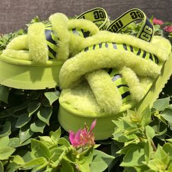 UGG Animalia Neon Green Disco Cross Slide Platform Sandals