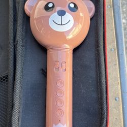 KaraoKing Kids Karaoke Microphone – Bluetooth Smartphone Pairing – Rechargeable – Tested & Working  KaraoKing kids karaoke microphone with fun bear de