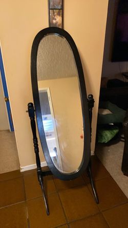 Dark brown Oval Cheval Floor Mirror