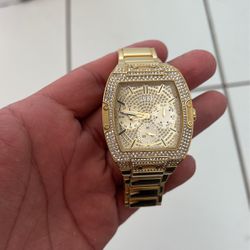 Gold Guess Watch With Diamond 