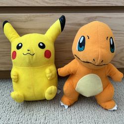 Pokeman Pikachu & Charmander 10” Stuffed Animals