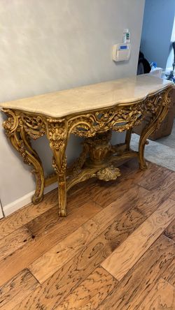 Wooden Ottoman With Marble Top