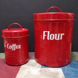 Red Tin Cans for Coffee & Flour or whatever you like to put in them