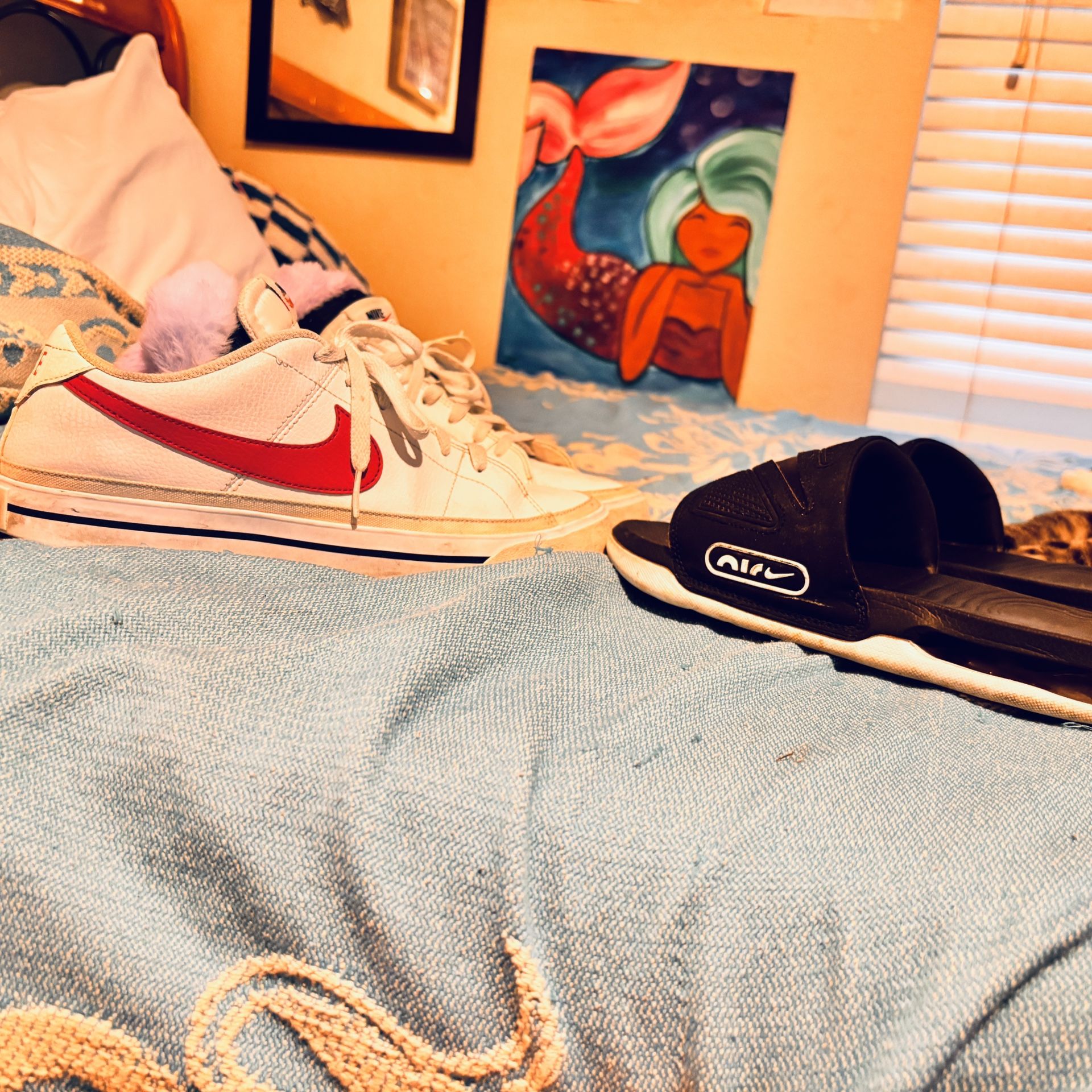 Men’s Nike Court Legacy Shoes In 10.5 US And Nike Air Slides All Black