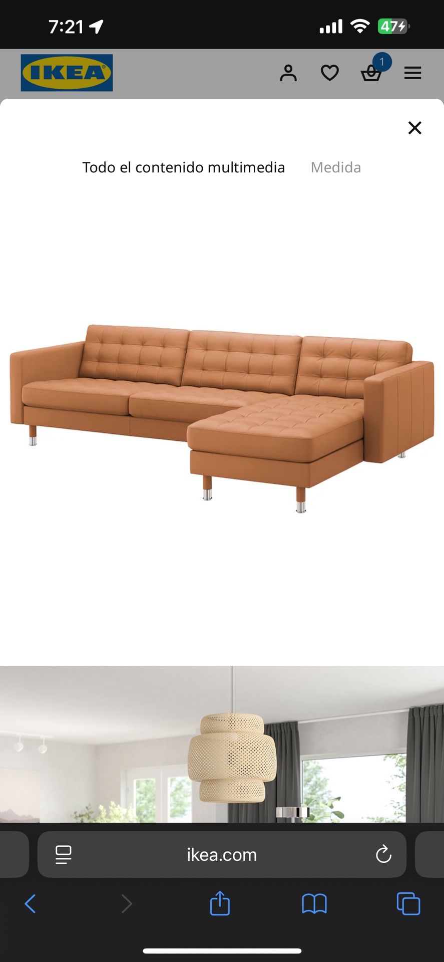 New In Box MORABO Sofa, with chaise