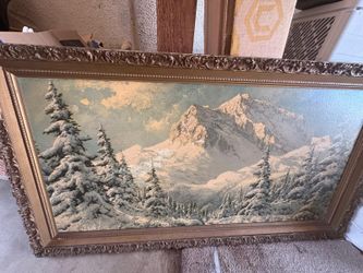 VINTAGE winter mountain landscape by Hungarian artist László Neogrády (1896–1962)