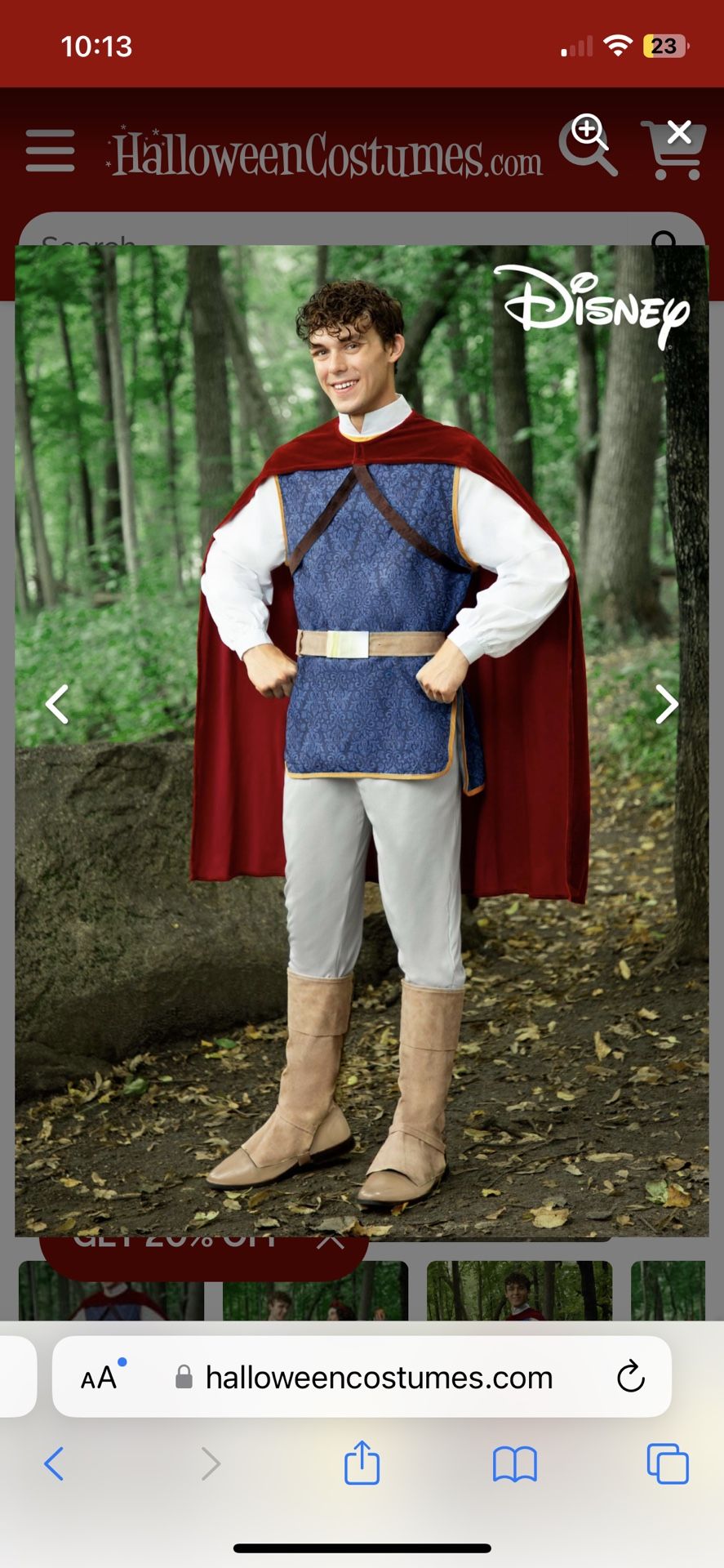 The Prince Costume for Men from Disney's Snow White