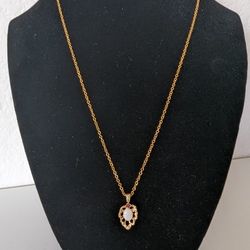 Vintage Van Doran Genuine Ruby and Opal Pendant Necklace