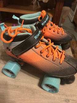 Riedell Dash Roller Skates Aqua / Orange / Black Size 6