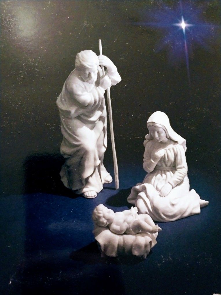 Nativity Collectible Holy Family. Three Porcelain Figurine