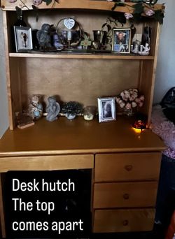 Wooden desk hutch