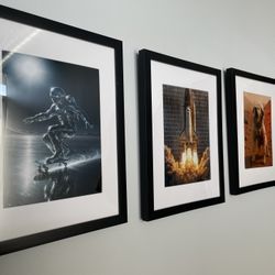 Set Of 3 Framed Space Themed Digital Art