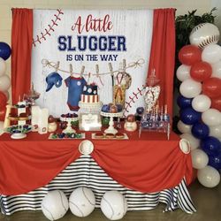 Baseball Gender Reveal, Babyshower Backdrop