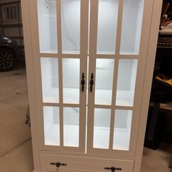 Contemporary Glass Door Cabinet With Lights