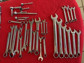 Assortment Of Wrenches And Ratchets Tools   