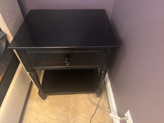Matching Black Wood Nightstands (Set of 2) – Drawer & Shelf