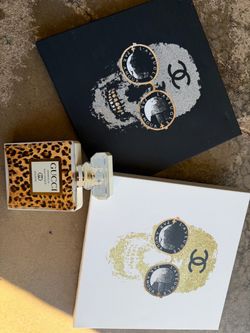 Home decor bundle wall canvas art skull and cheetah perfume table top