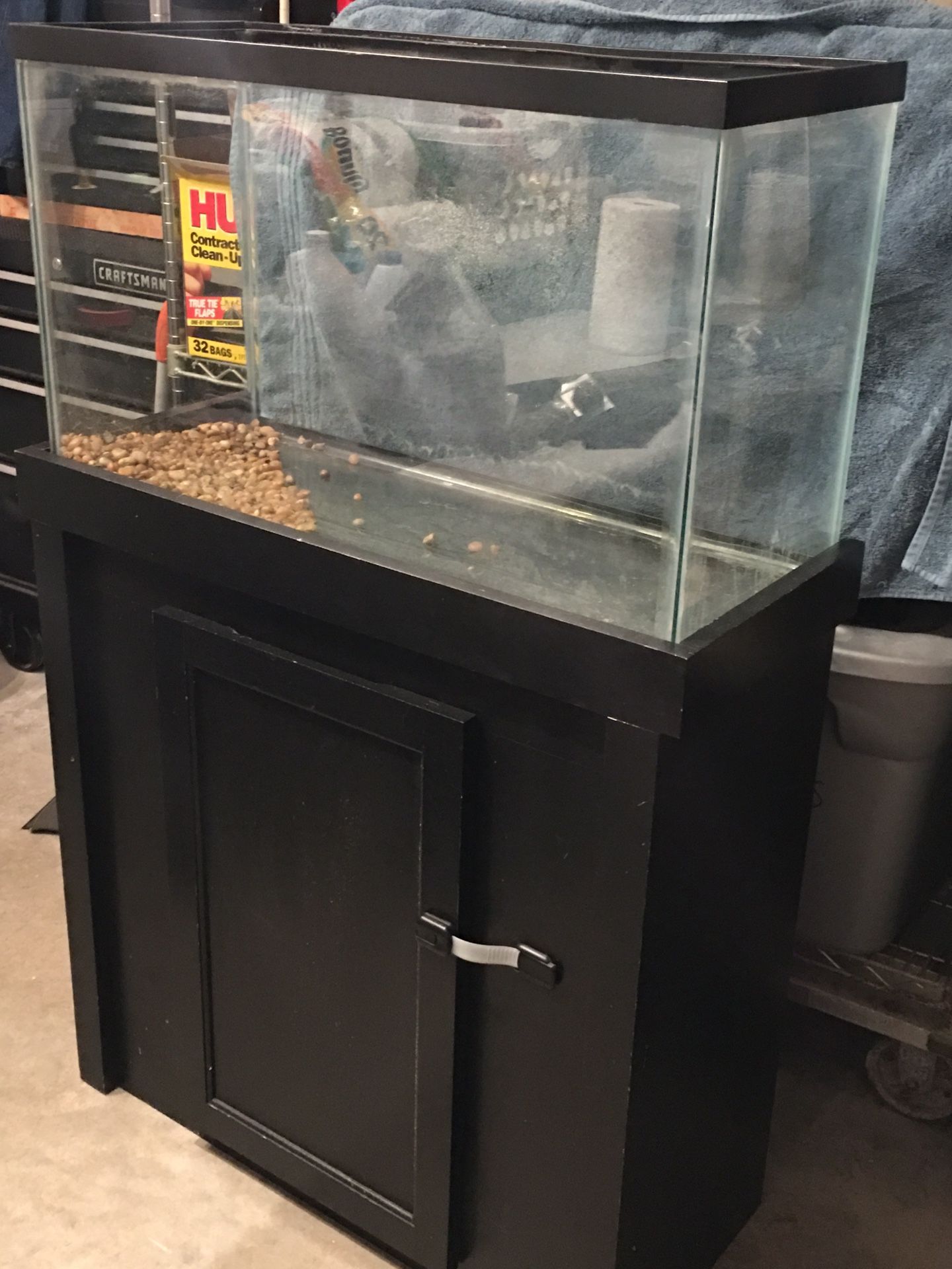29 gallon fish tank and wood stand.