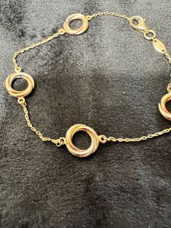 14 K Gold Tricolor Open Spiral Station Bracelet for Women