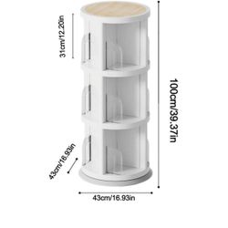 NEW - Standing Bookshelf 3-Tier Round Rotating Bookshelf with Wooden Top Shelf Swivel Bookcase Space Saving Corner Bookshelves