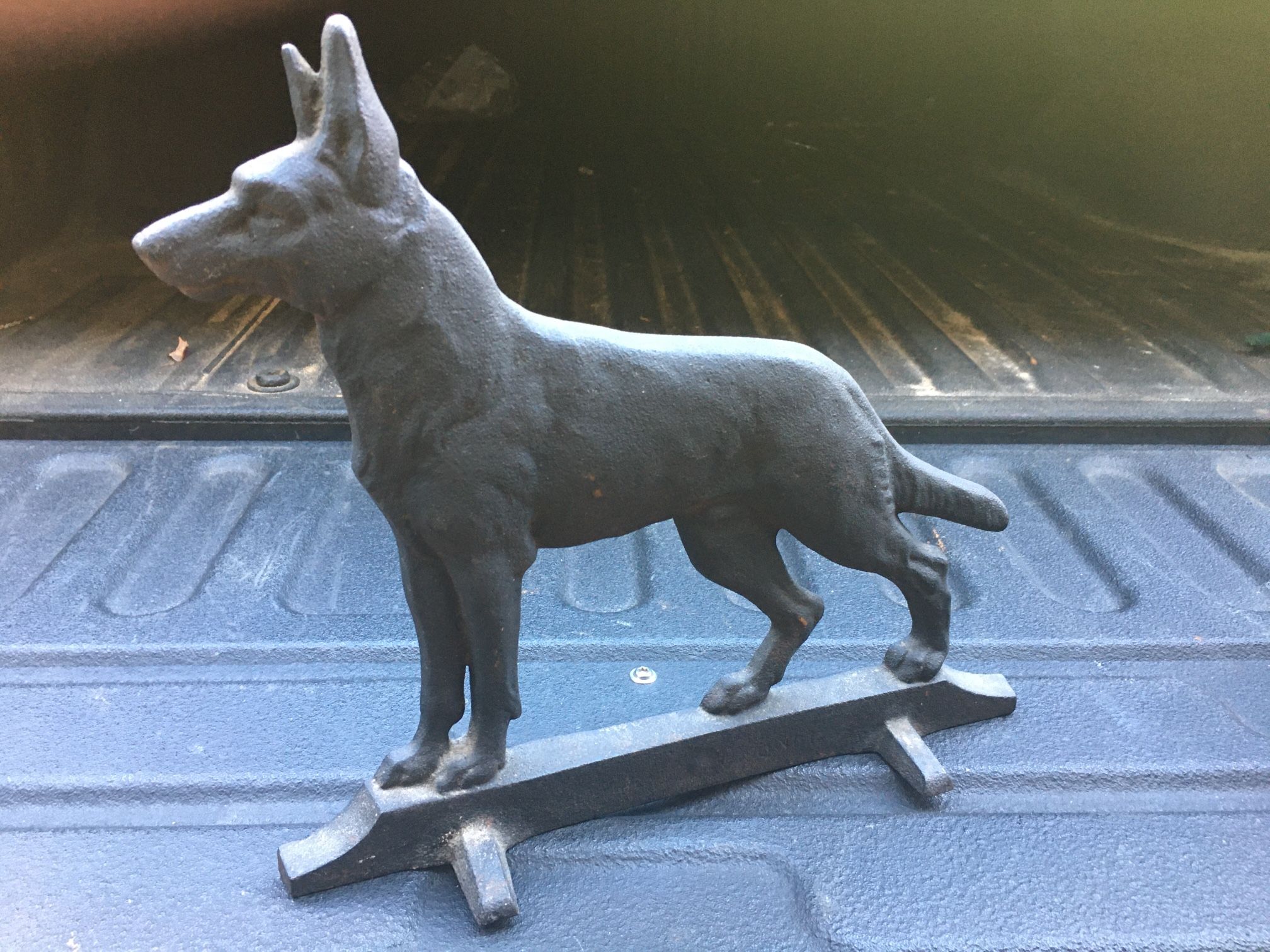 Antique cast iron German Shepard door stop with German marking