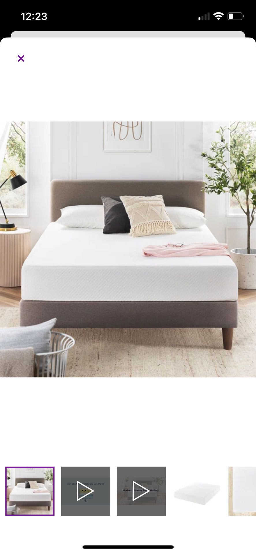 Wayfair Sleep 12” Queen Memory Foam Mattress - Medium  with Frame