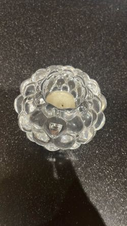 Vintage Orrefors Crystal Sweden Hallon "Raspberry" Votive c. 1980s 