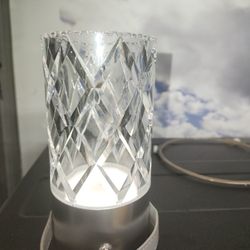 LED table lamp, metal, nickel-chrome