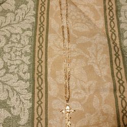 14 K Gold Chain And Cross
