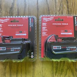 Two Brand New 5.0 Milwaukee Batteries 
