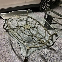 54x40 Glass Aluminum French Coffee Table