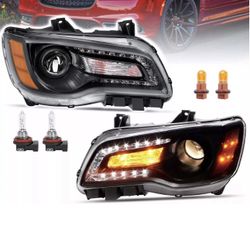 For Chrysler (contact info removed)-2014 2015-2023 LED DRL Projector Headlights Left Right
