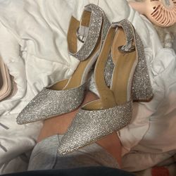 sparkly silver heels