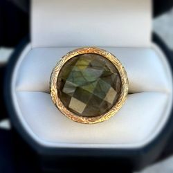 Jewelry 10k solid yellow gold smoky quartz stone 13CTW ring size 8.50