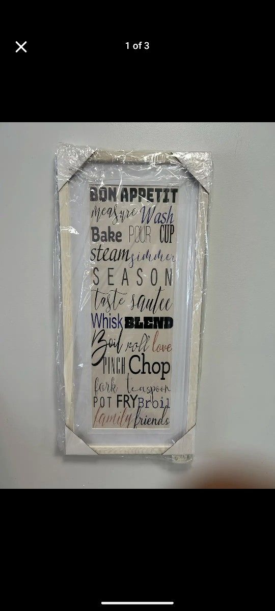Kitchen Expressions Print Matted in a Light Wood Frame 15"x 29" ***NEW***