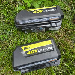 Ryobi 40v 4ah and 6ah batteries
