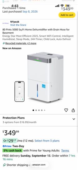 80 Pints 5000 Sq.Ft Home Dehumidifier with Drain Hose for Basement