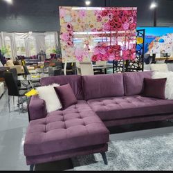 NEW SECTIONAL PURPLE VELVET 115x60