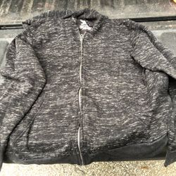 Zip  Up Hooded Jacket, Heathered Grey, faded glory, size L (42/44)