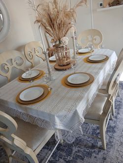 White marble stone Dining Table and Chair Set